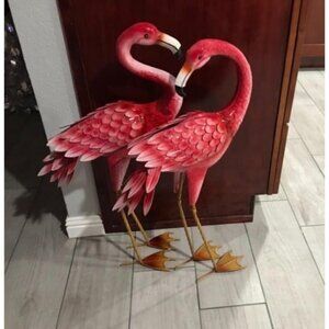 Flamingo Garden Statues and Sculptures, Metal Birds Yard Art Outdoor Statue